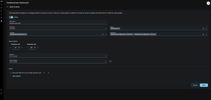 Issue screen