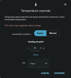 Temperature override