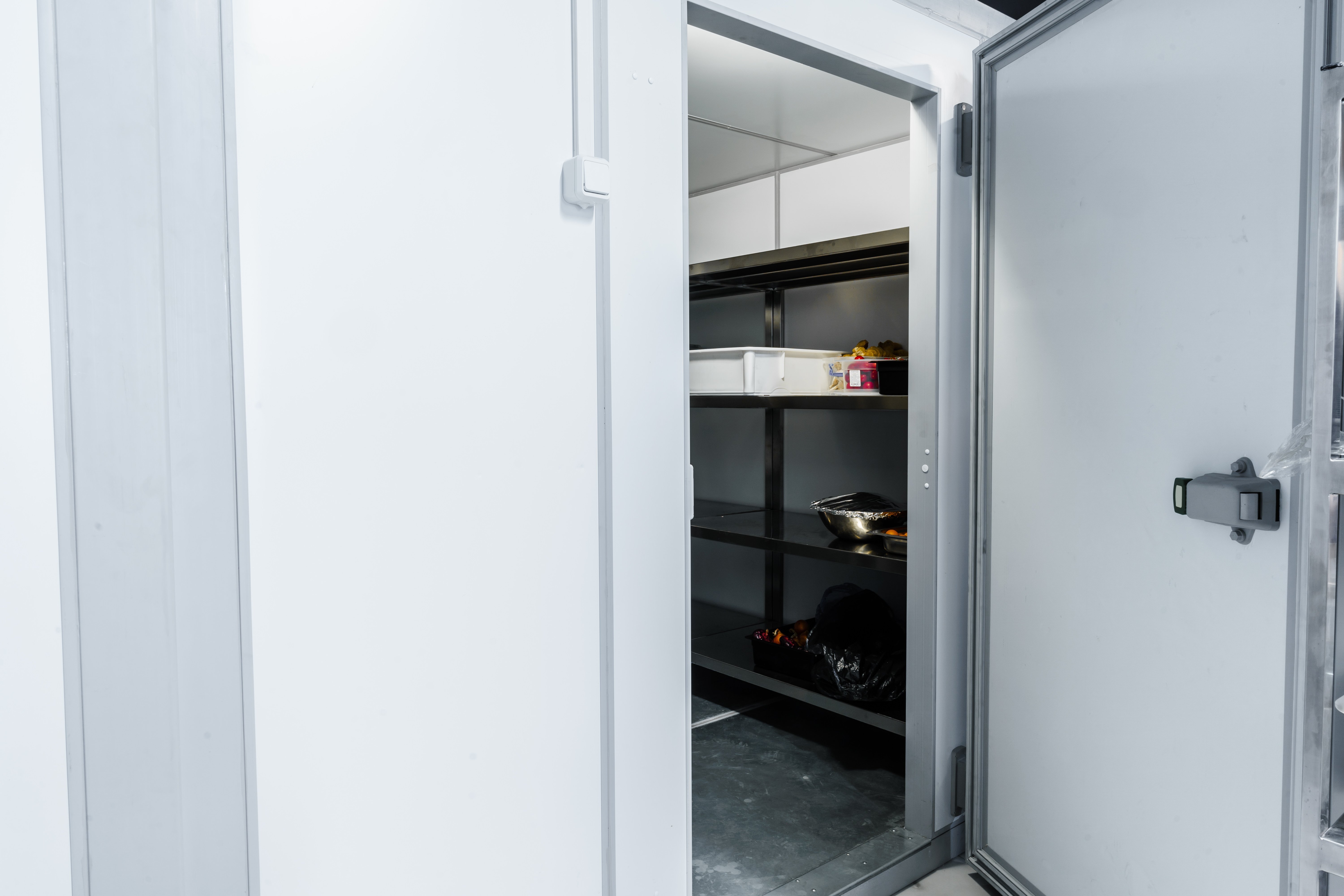 Open walk-in fridge